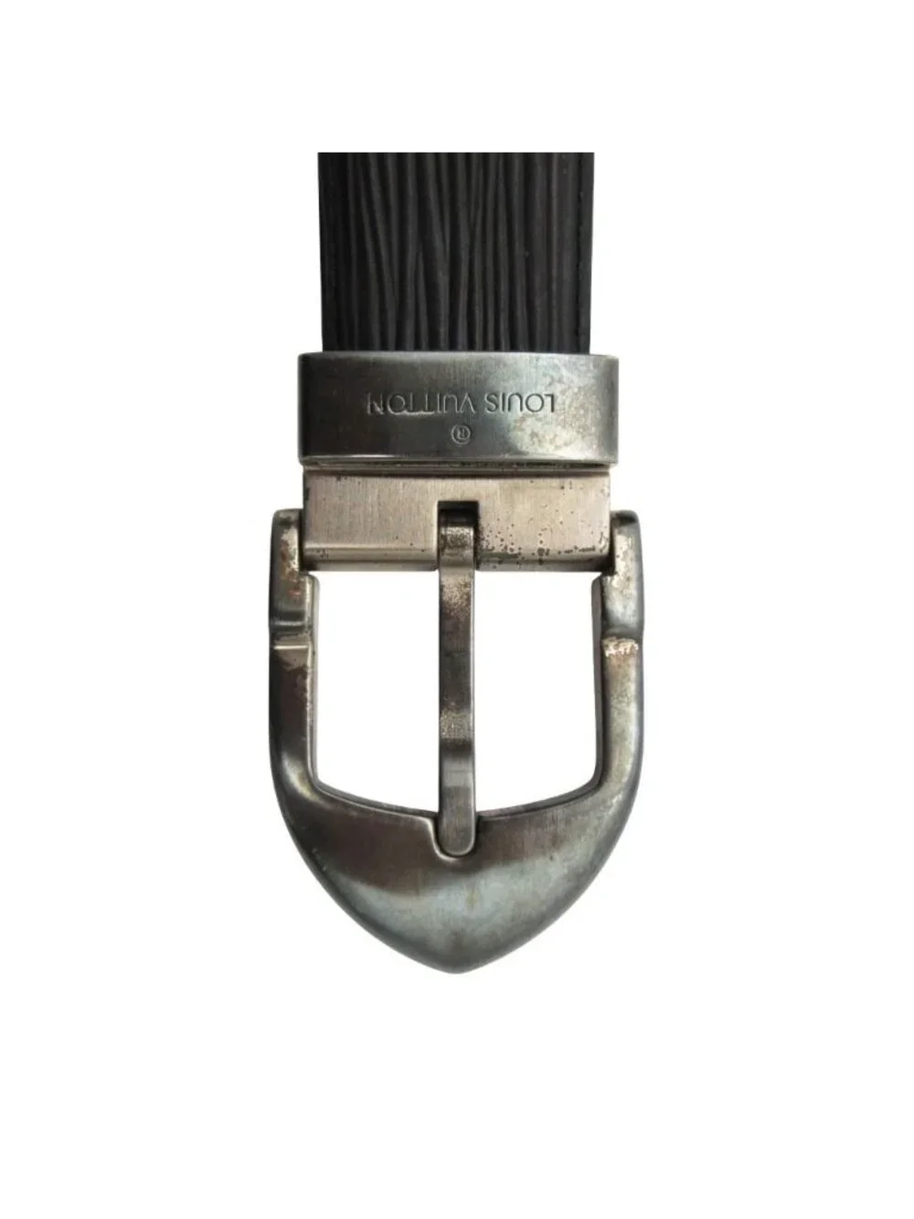 Louis Vuitton Belt Epi Ceinture Classic Noire Silver Black 110 44